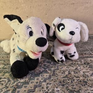2 Vintage Collectible 101 Dalmation Plushes Little Dipper Walt Disney